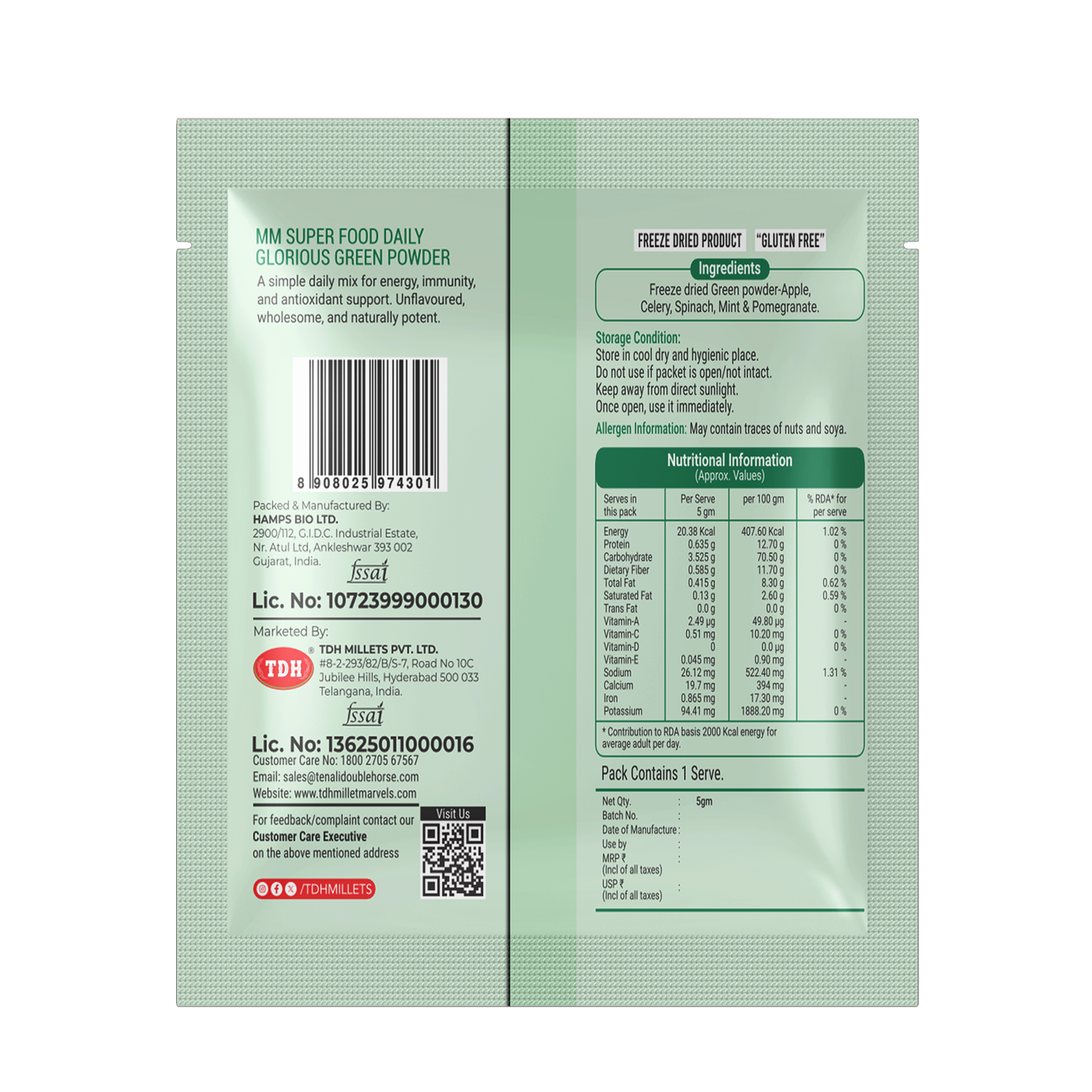 Daily Glorious Green Powder – Freeze Dried Super Greens Blend (10 Sachets Box)