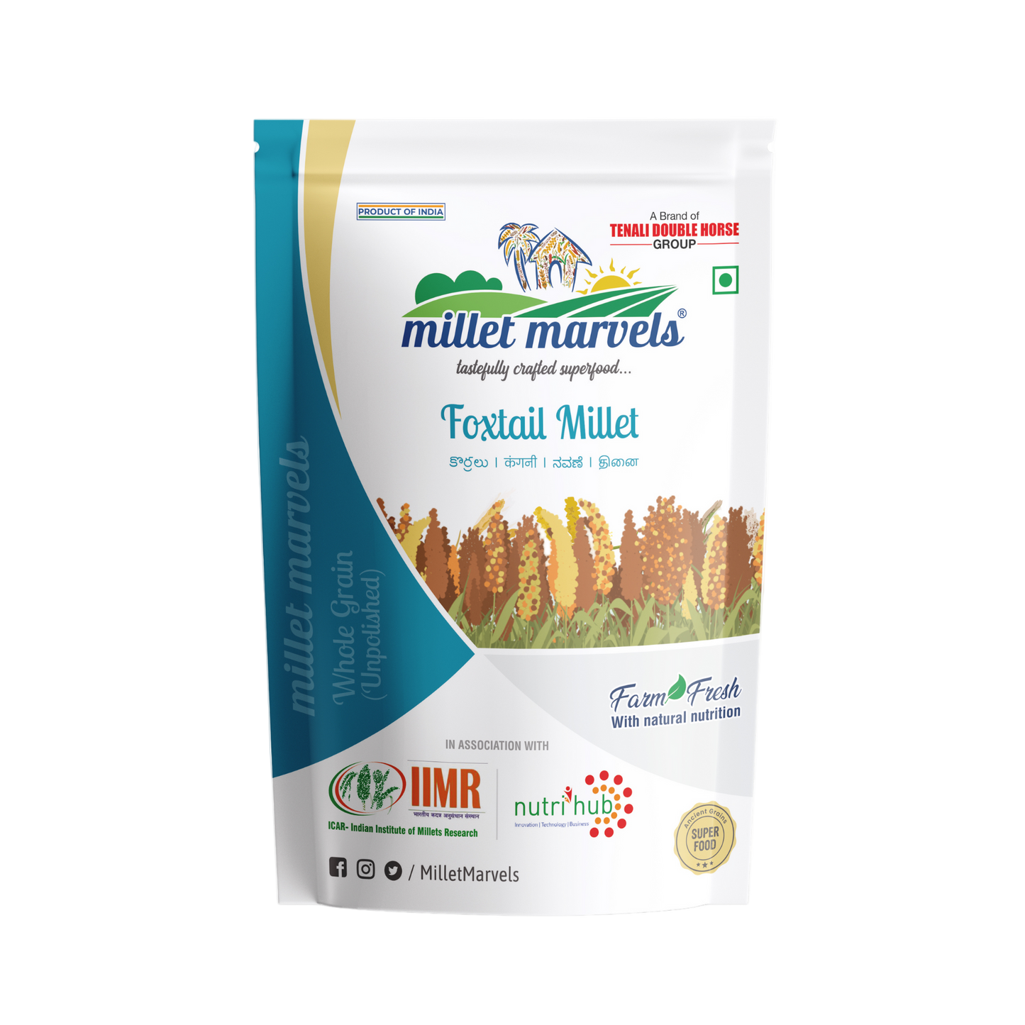 Millet Marvels Foxtail Millet packaging on a white background