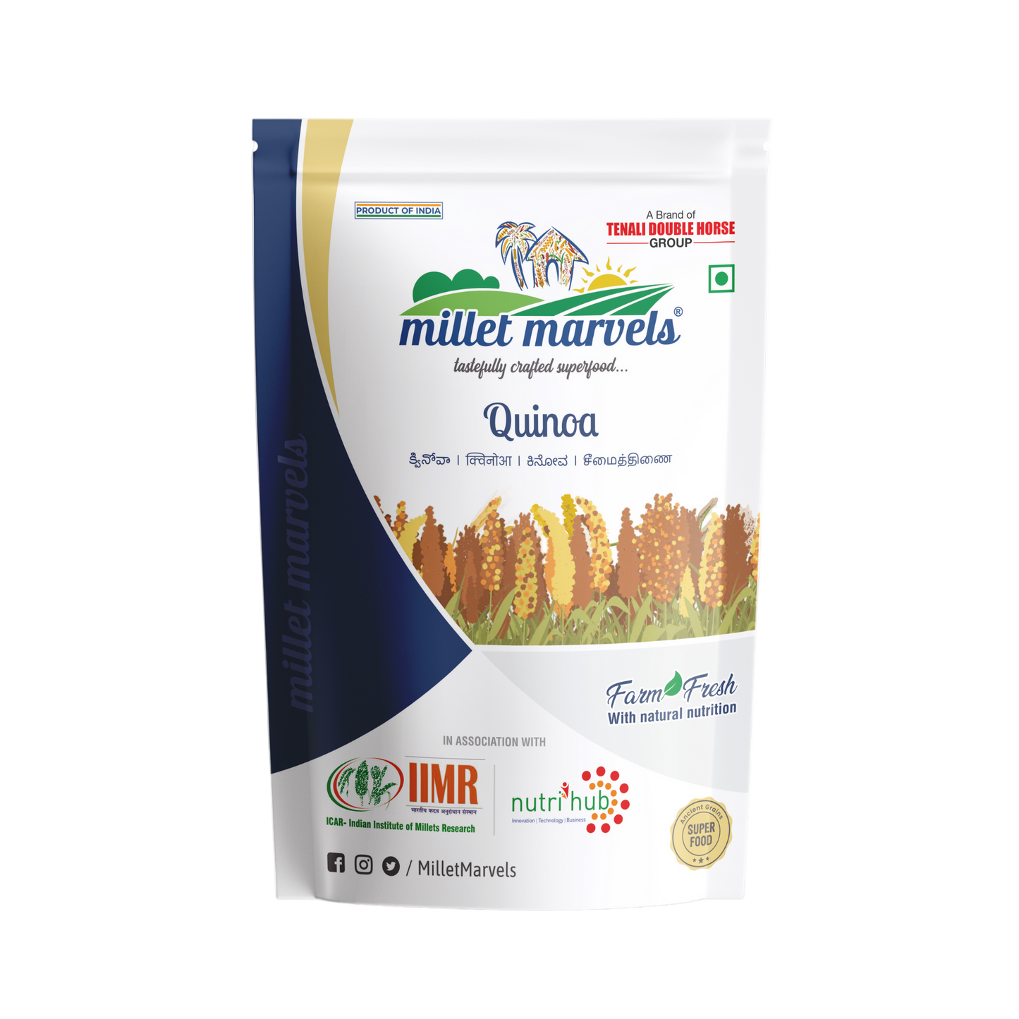 Millet Marvels quinoa packaging on a white background