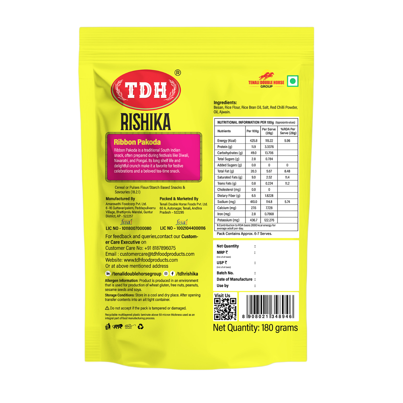 TDH Foods Ribbon Pakodi rear image