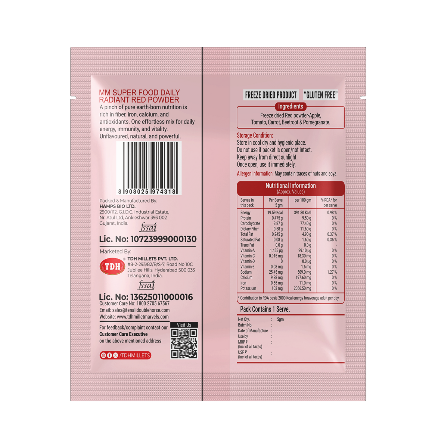 Daily Radiant Red Powder – Freeze Dried Red Fruits & Veggies Blend (10 Sachets Box)