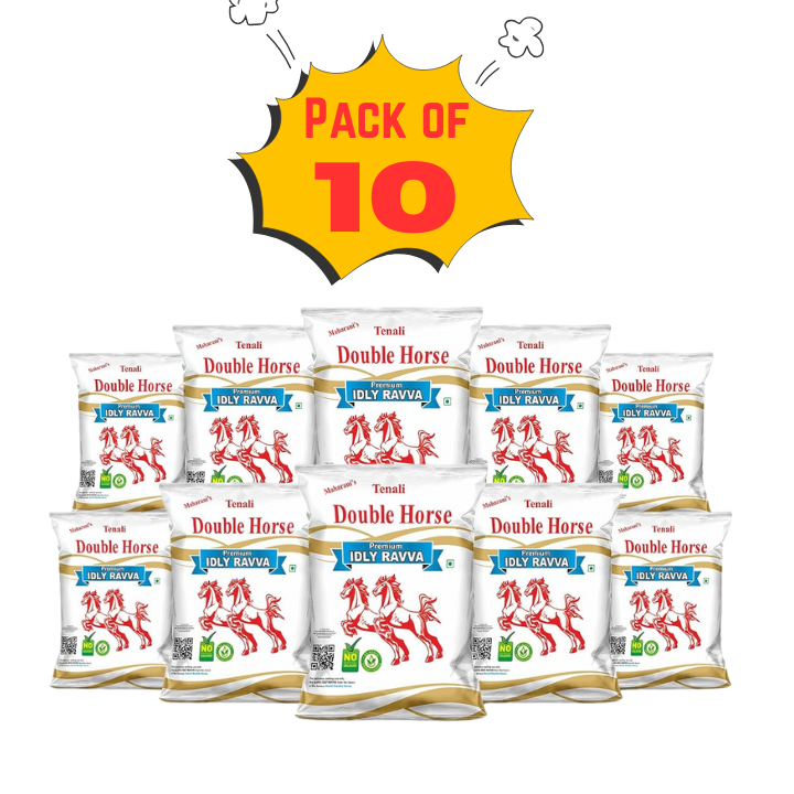 Premium Idly Ravva 1 KG Pack of 10 ( TOTAL 10 KGS) – Tenali Double Horse