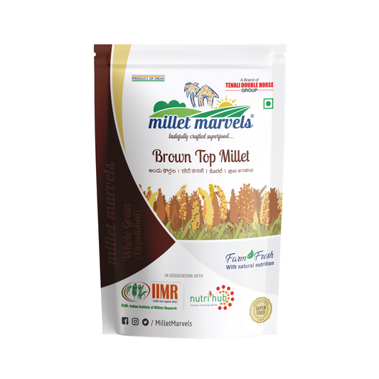 Millet Marvels Brown Top Millet packaging on a white background