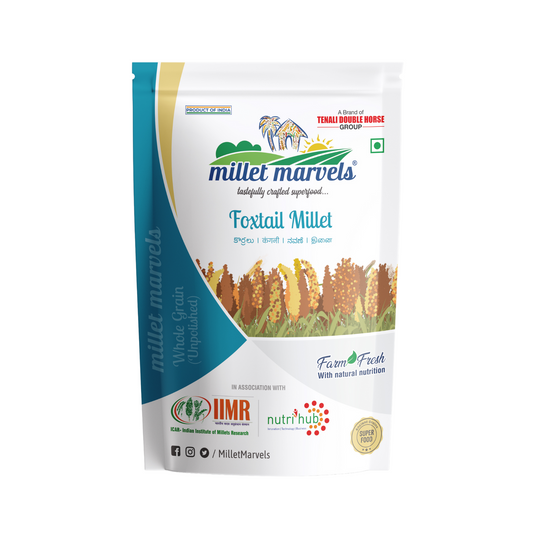 Millet Marvels Foxtail Millet packaging on a white background