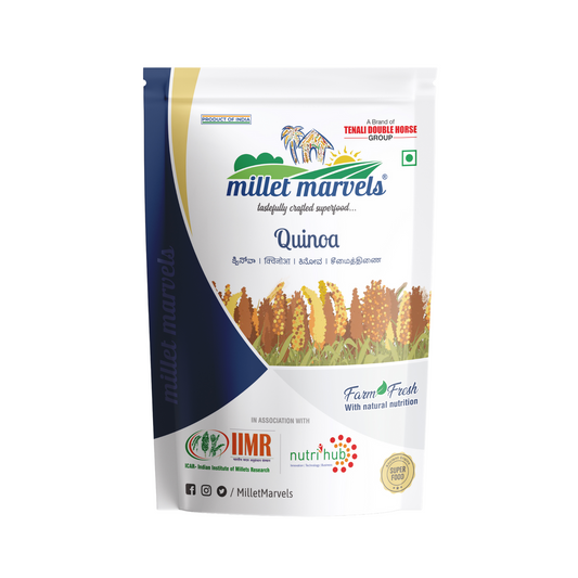 Millet Marvels quinoa packaging on a white background