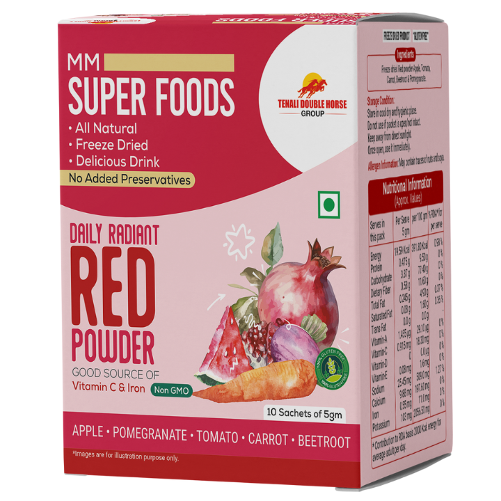 Daily Radiant Red Powder – Freeze Dried Red Fruits & Veggies Blend (10 Sachets Box)